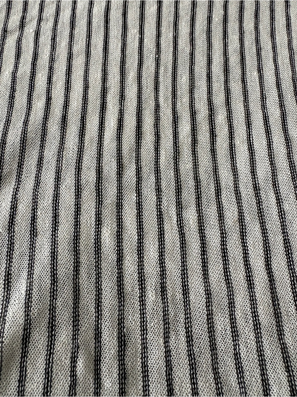 Eileen Fisher Cream and Black Striped Short Sleeve Tee - Picture 3 of 6